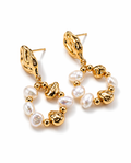 Étoile Circle Pearl Drop Earrings