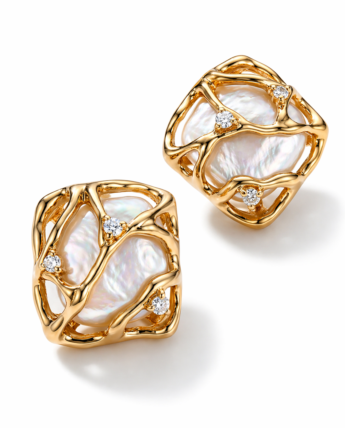 Elysian Melt Pearl Zircon Earrings