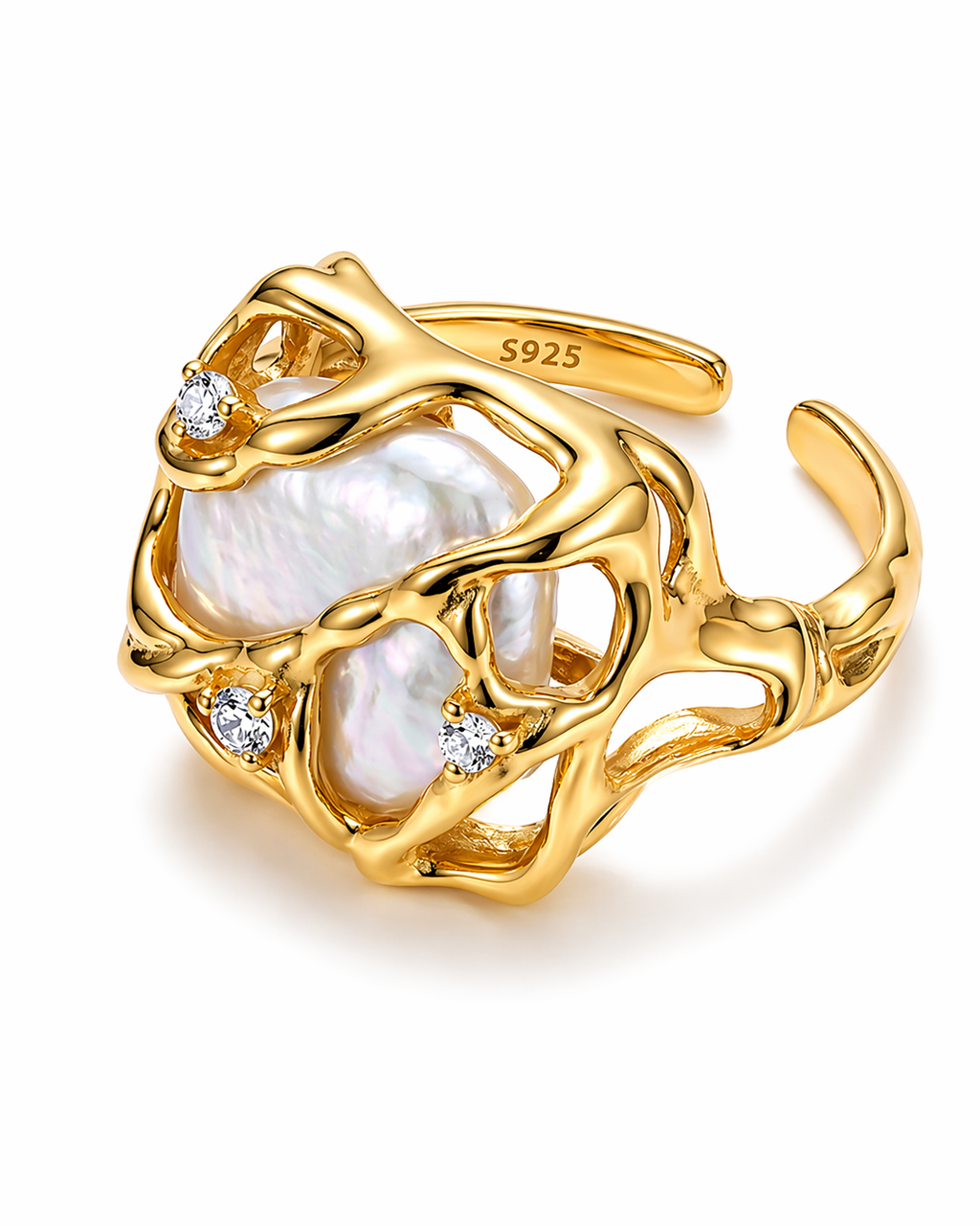 Elysian Melt Pearl Zircon Ring
