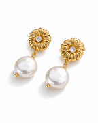 Aurora Bloom Pearl Zircon Dangle Earrings