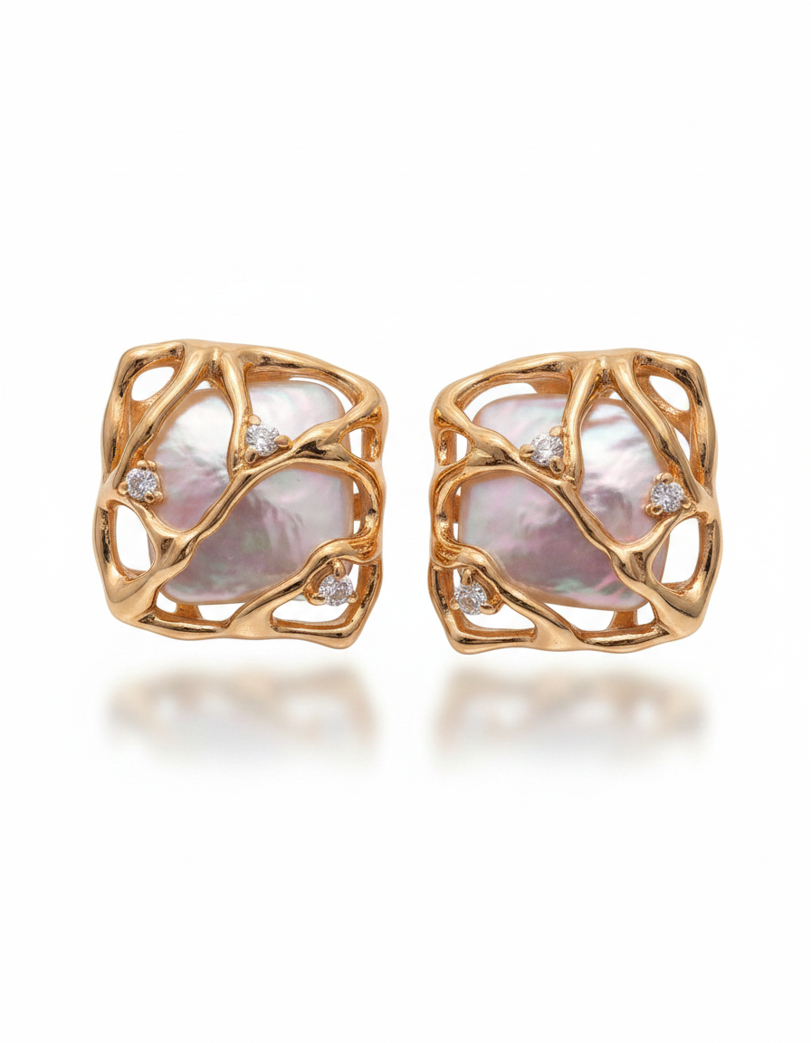 Elysian Melt Pearl Zircon Earrings