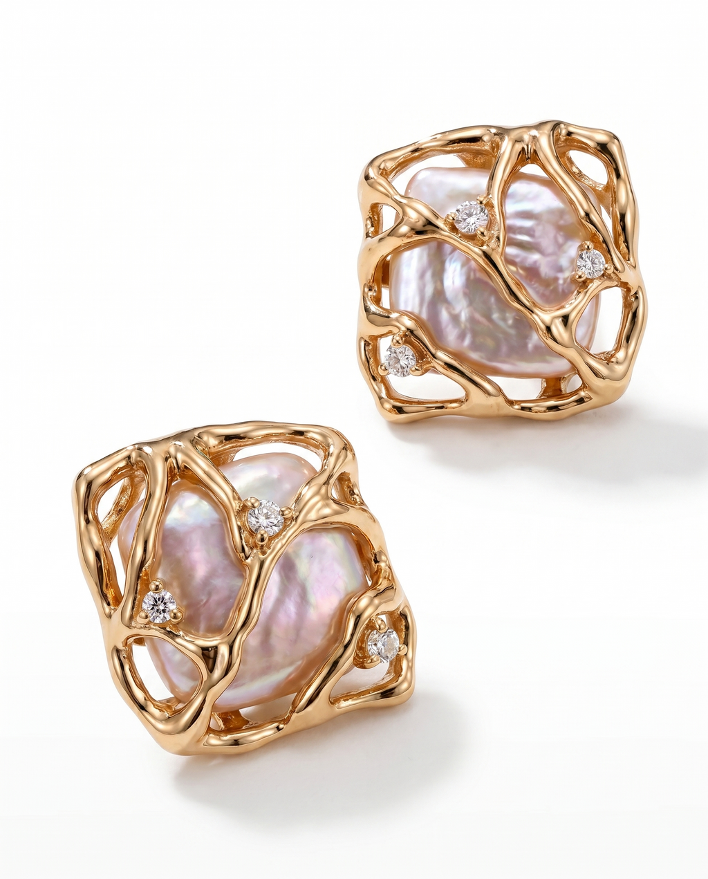 Elysian Melt Pearl Zircon Earrings