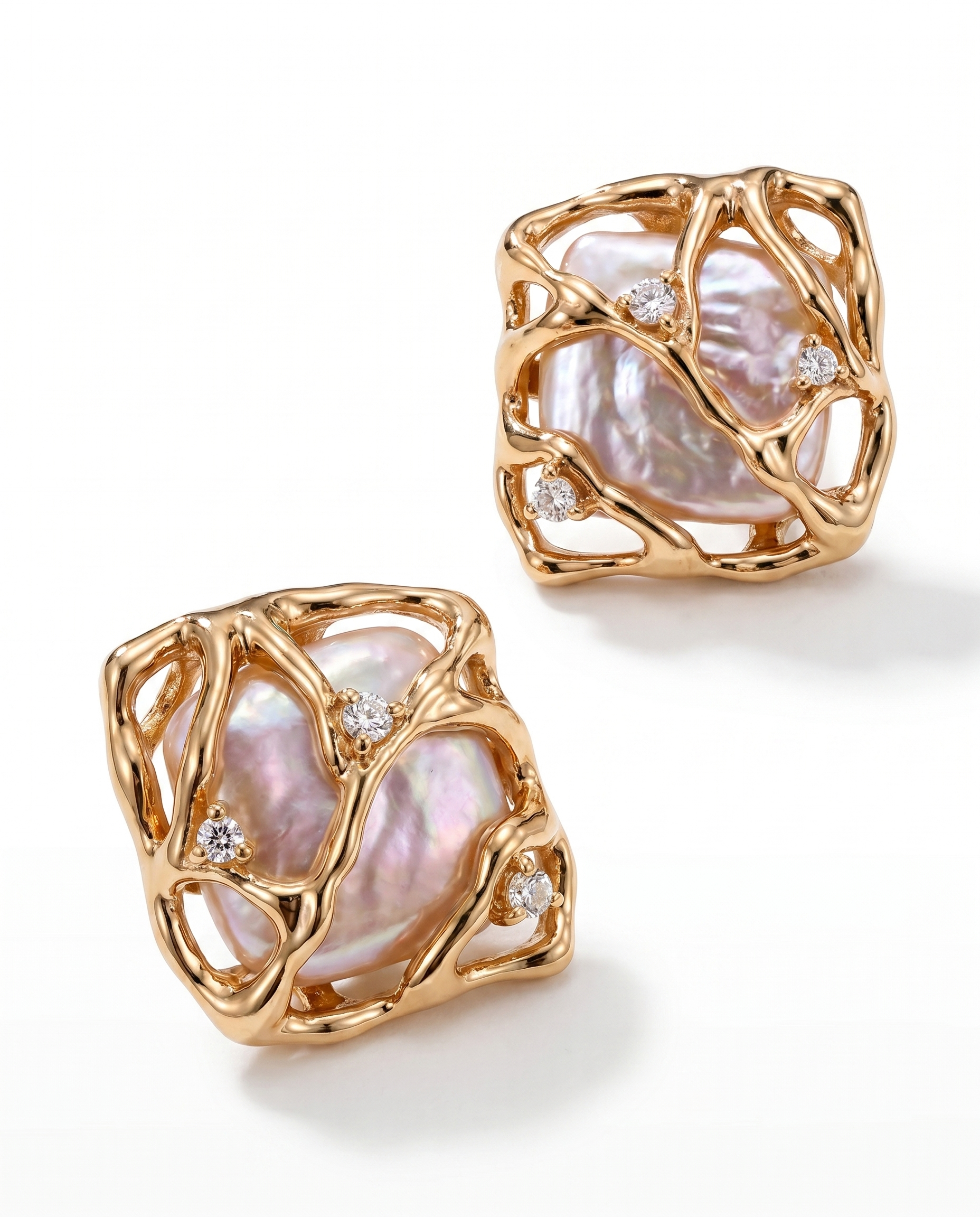 Elysian Melt Pearl Zircon Earrings
