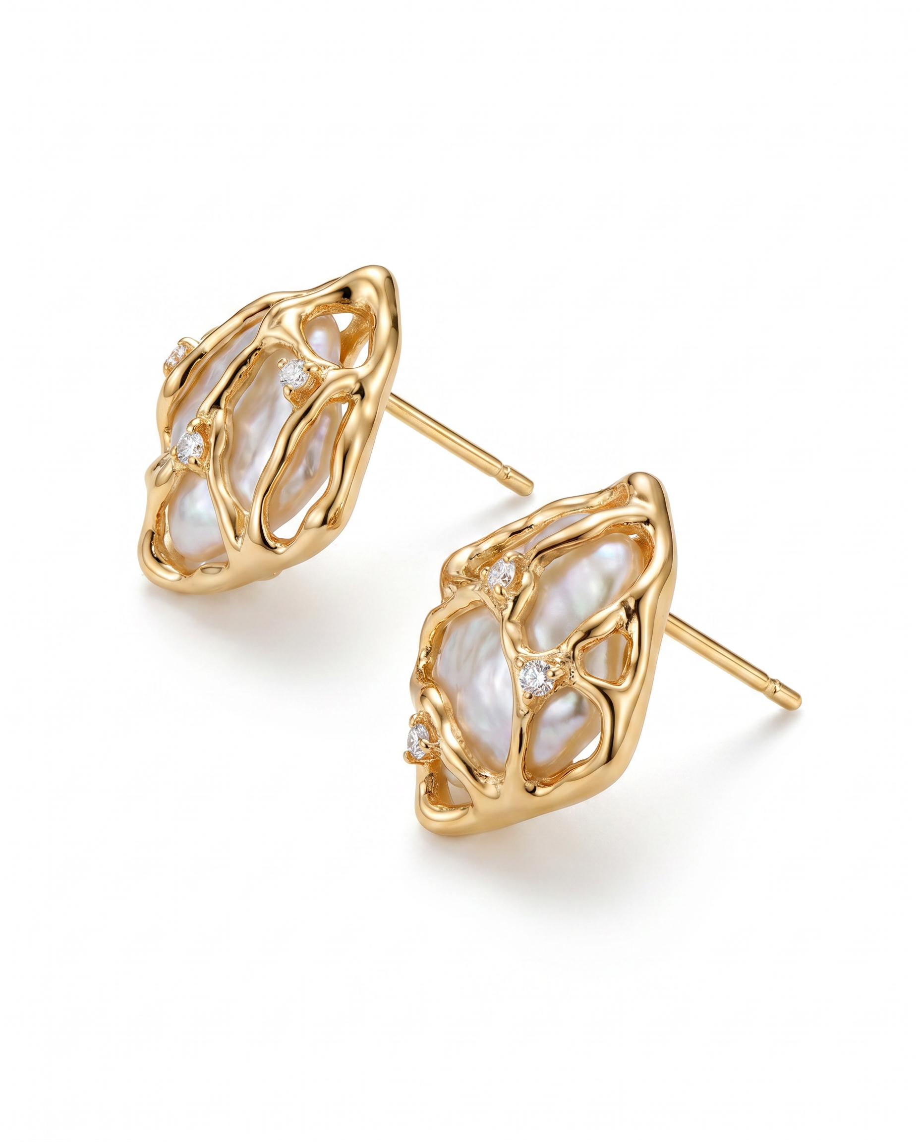 Elysian Melt Pearl Zircon Earrings