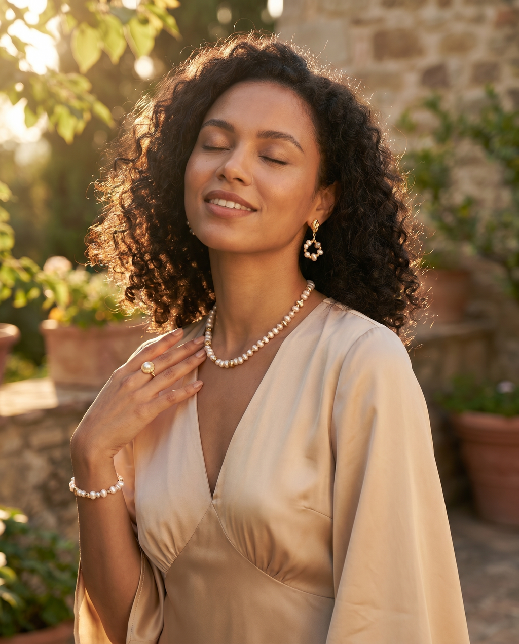 Étoile Circle Pearl Drop Earrings