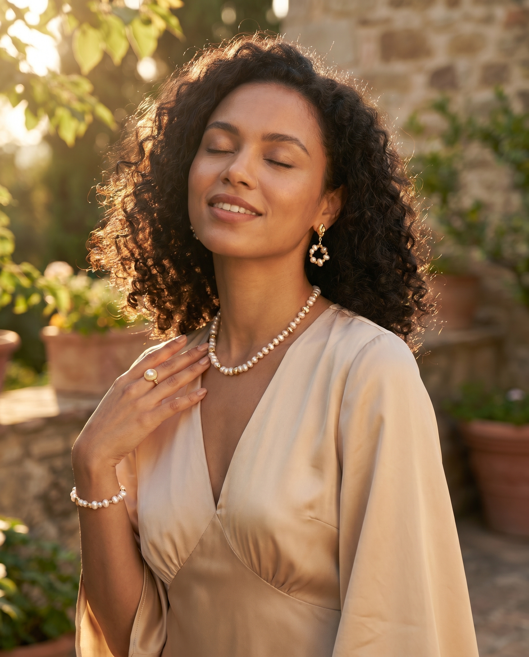 Étoile Circle Pearl Drop Earrings