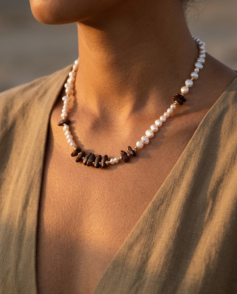 Lumière Pearl & Czech Crystal Necklace