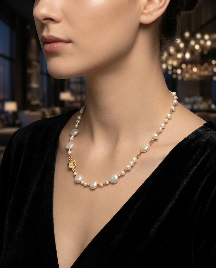 Aurora Bloom Pearl Zircon Necklace