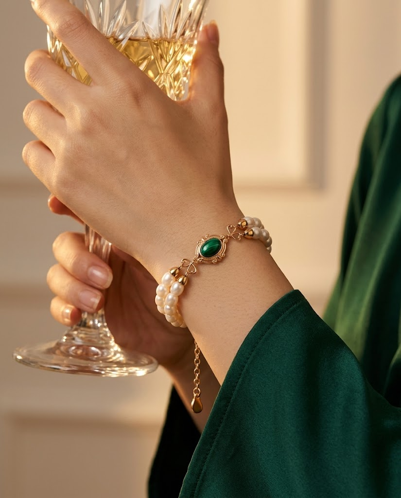 Malachite Royale Pearl Bracelet